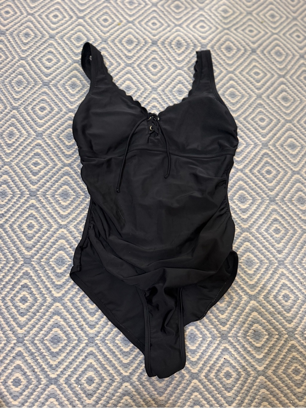 Kona Sol from Target Black One-Piece Swimsuit with Lace-Up Front